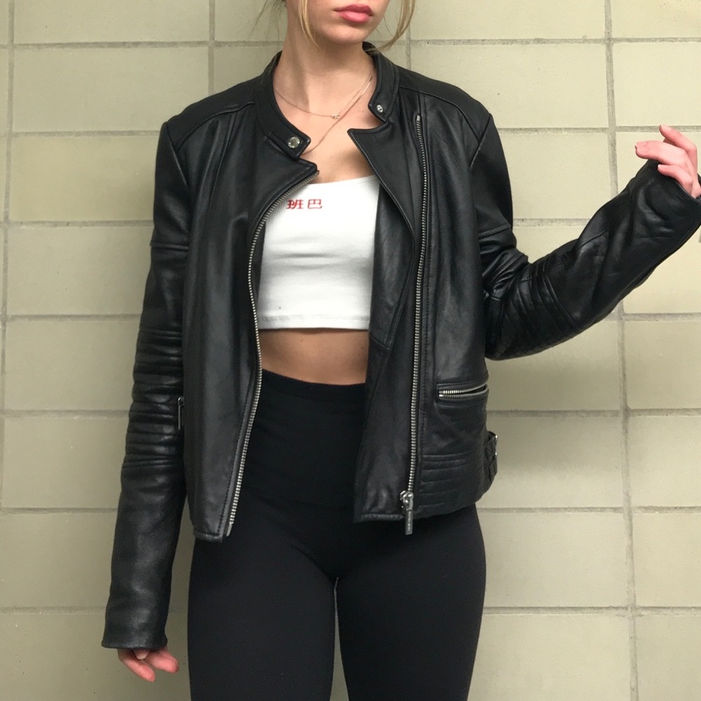 Michael Kors Leather Moto Jacket